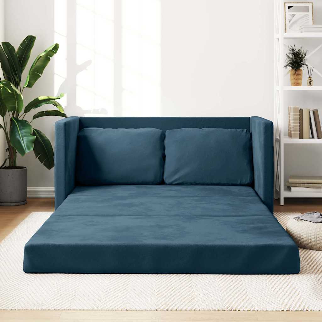vidaXL Bodensofa mit Schlaffunktion Blau 122x204x55 cm Samt