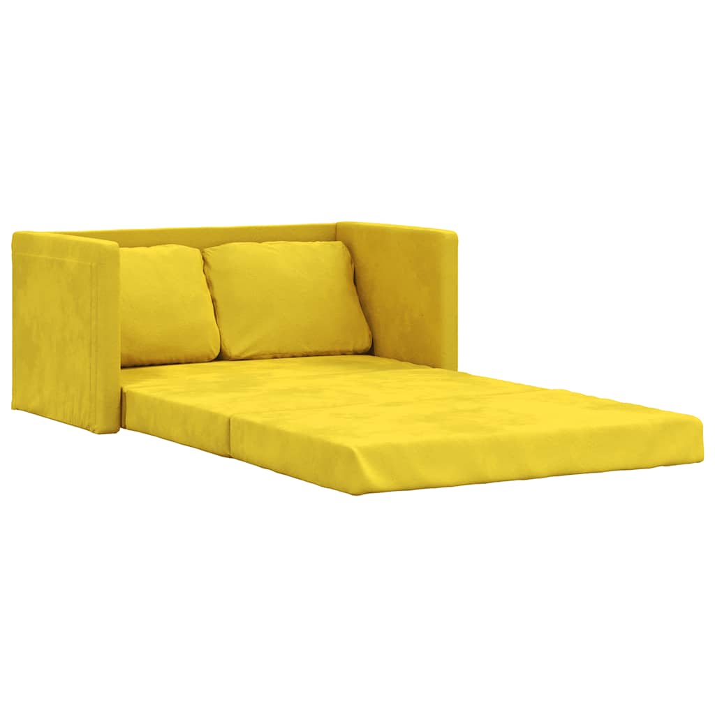 vidaXL Podlahová rozkládací pohovka 2v1 tmavě žlutá 122x204x55cm samet