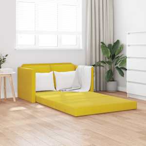 Talni raztegljiv kavč 2 v 1 temno rumen 122x204x55 cm žamet