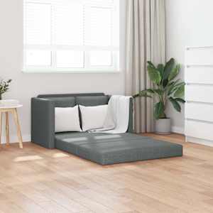 Podlahová rozkládací pohovka 2v1 tmavě šedá 112x174x55cm textil - obrázek 1