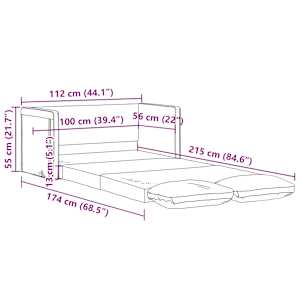 Podlahová rozkládací pohovka 2 v 1 černá 112x174x55 cm textil - obrázek 12