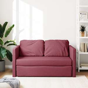 Podlahová rozkládací pohovka 2 v 1 vínová 112x174x55 cm textil - obrázek 3