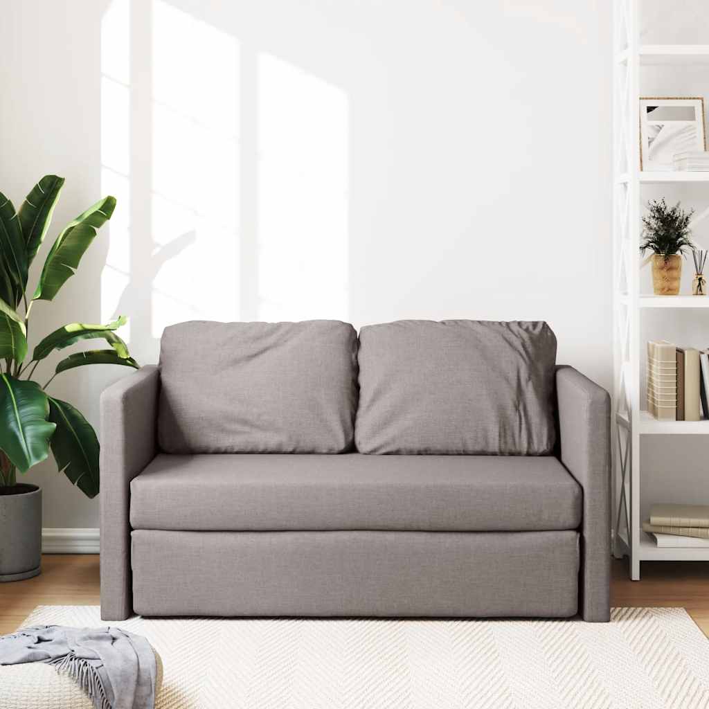 vidaXL Slaapbank vloermodel 2-in-1 112x174x55 cm stof taupe afbeelding
