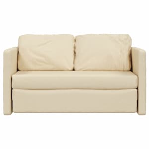 Podlahová rozkládací pohovka 2 v 1 krémová 112x174x55 cm textil - obrázek 5