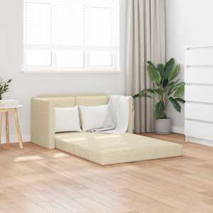 Podlahová rozkládací pohovka 2 v 1 krémová 112x174x55 cm textil - obrázek 1