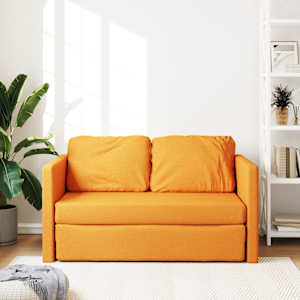 Podlahová rozkládací pohovka 2 v 1 žlutá 112x174x55 cm textil - obrázek 3