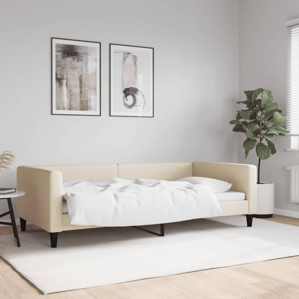 vidaXL Tagesbett Creme 100x200 cm Stoff