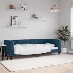 Raztegljiva postelja modra 80x200 cm žamet