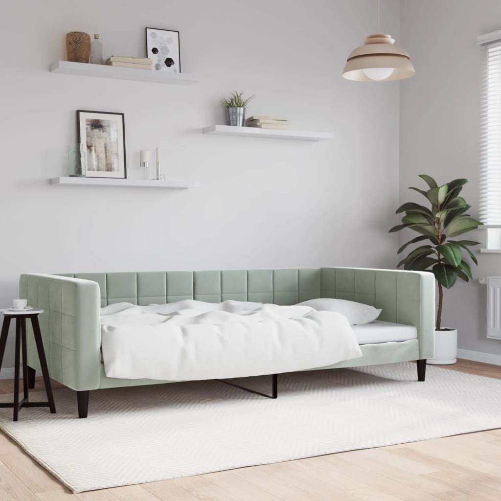 vidaXL Cadru de pat, gri deschis, 100x190 cm, catifea