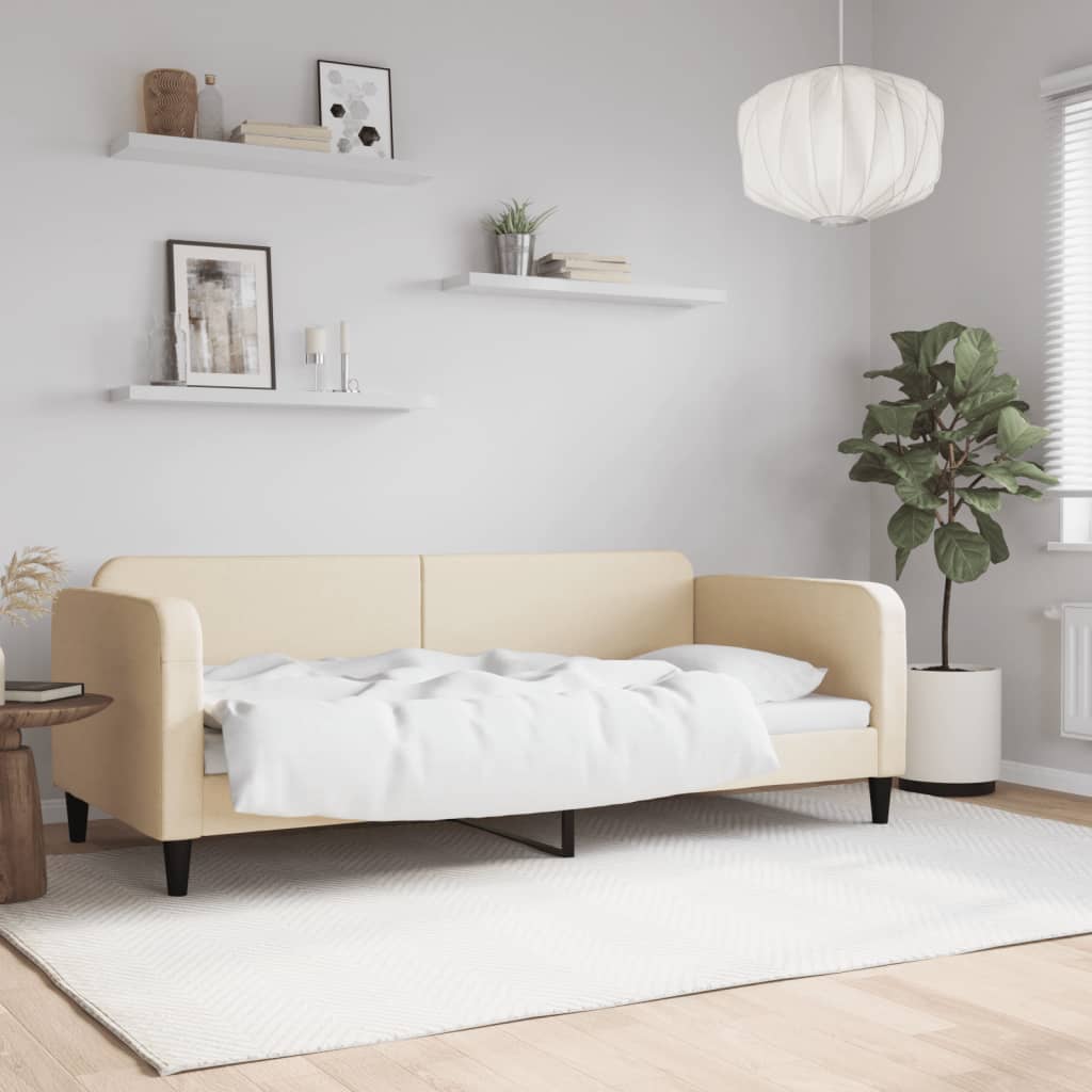 vidaXL Tagesbett Creme 90x200 cm Stoff