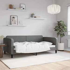 Raztegljiva postelja temno siva 100x190 cm blago