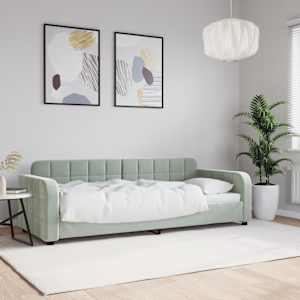 Raztegljiva postelja svetlo siva 80x200 cm žamet