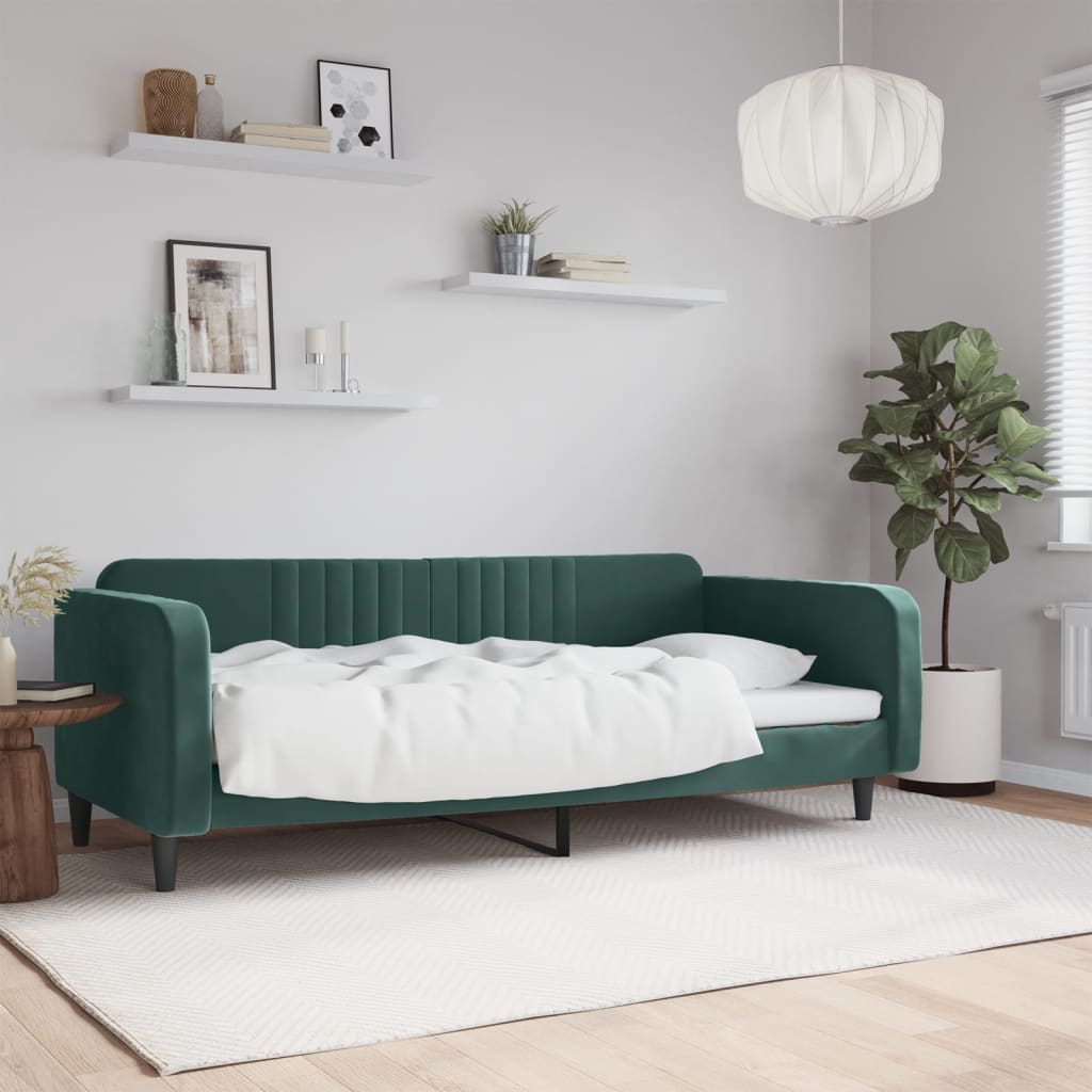 6: vidaXL daybed 100x200 cm velour mørkegrøn