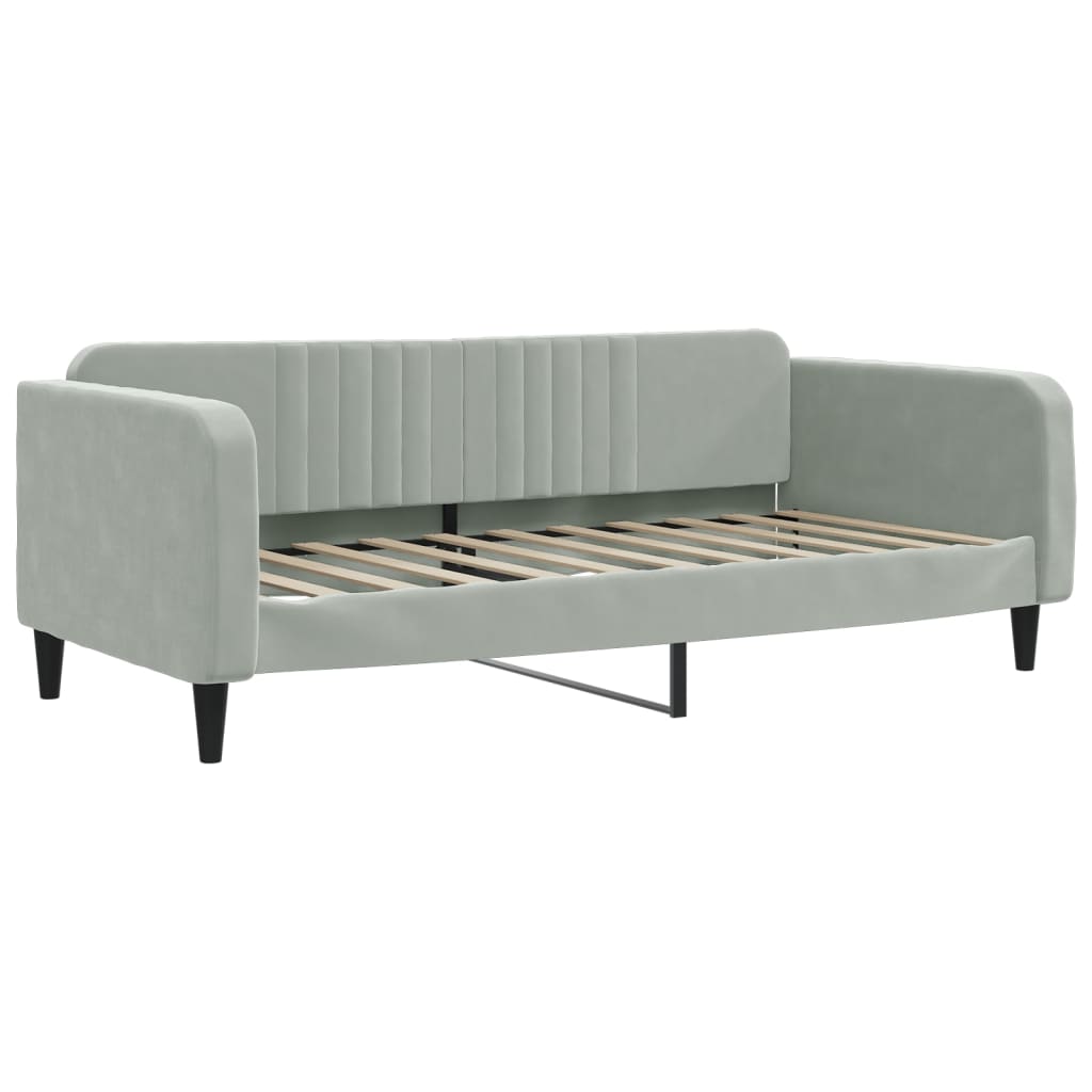 vidaXL Cadru de pat, gri deschis, 90x190 cm, catifea