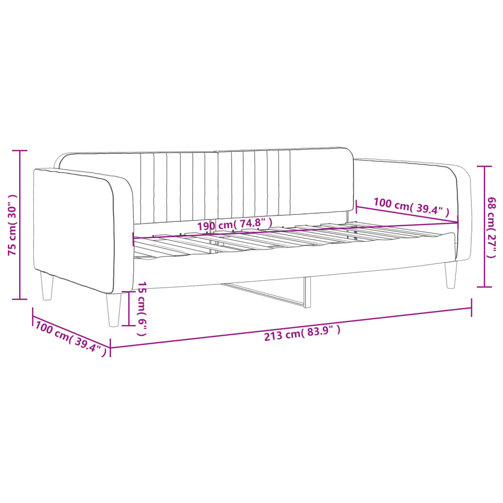 Day Bed Upholstered Sleeper Sofa Bed for Bedroom Living Room Velvet vidaXL - Picture 5 of 12