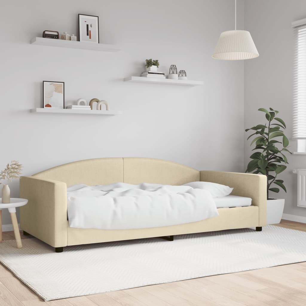 vidaXL daybed 100x200 cm stof cremefarvet