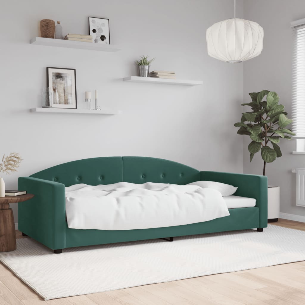 vidaXL daybed 100x200 cm velour mørkegrøn