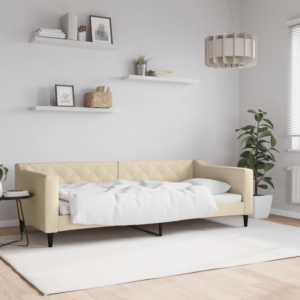 vidaXL Tagesbett Creme 90x200 cm Stoff