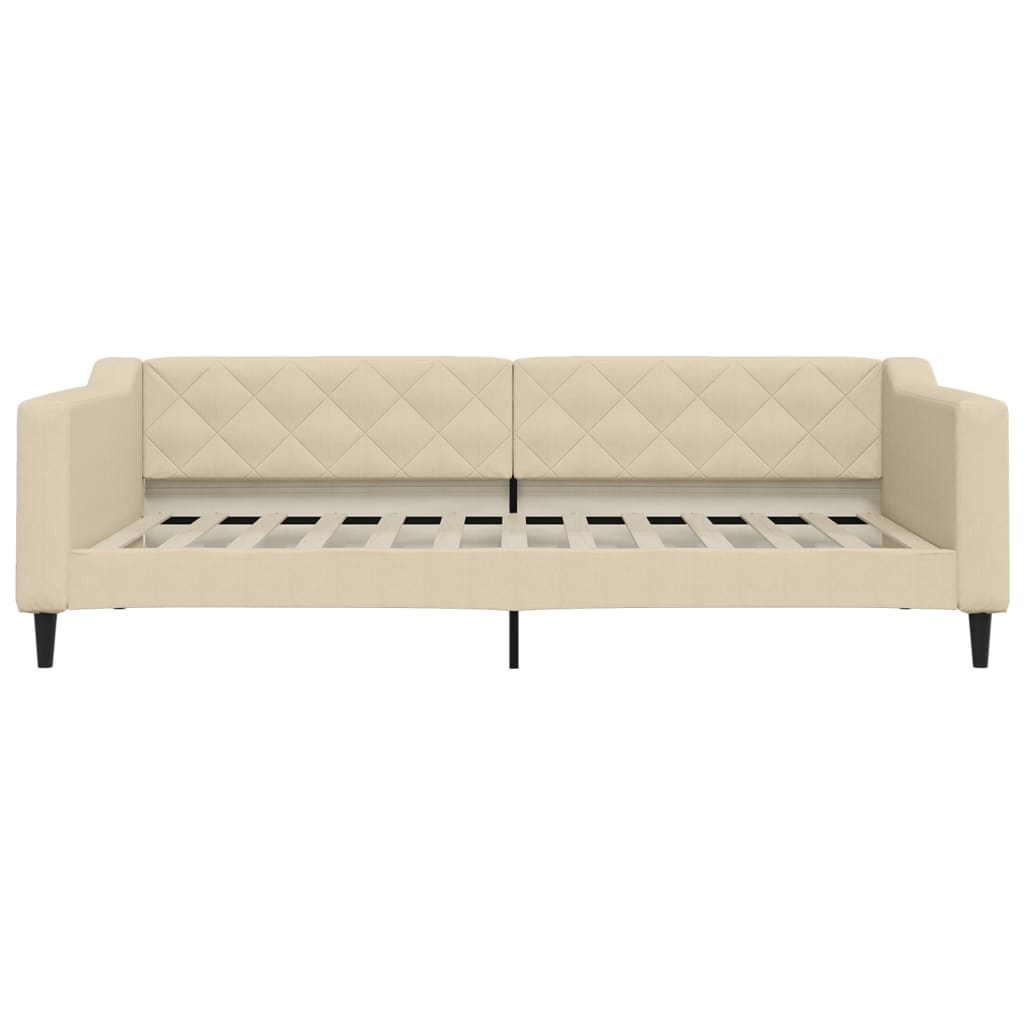 vidaXL Slaapbank 100x200 cm stof crèmekleurig afbeelding