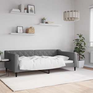 Raztegljiva postelja temno siva 100x190 cm blago