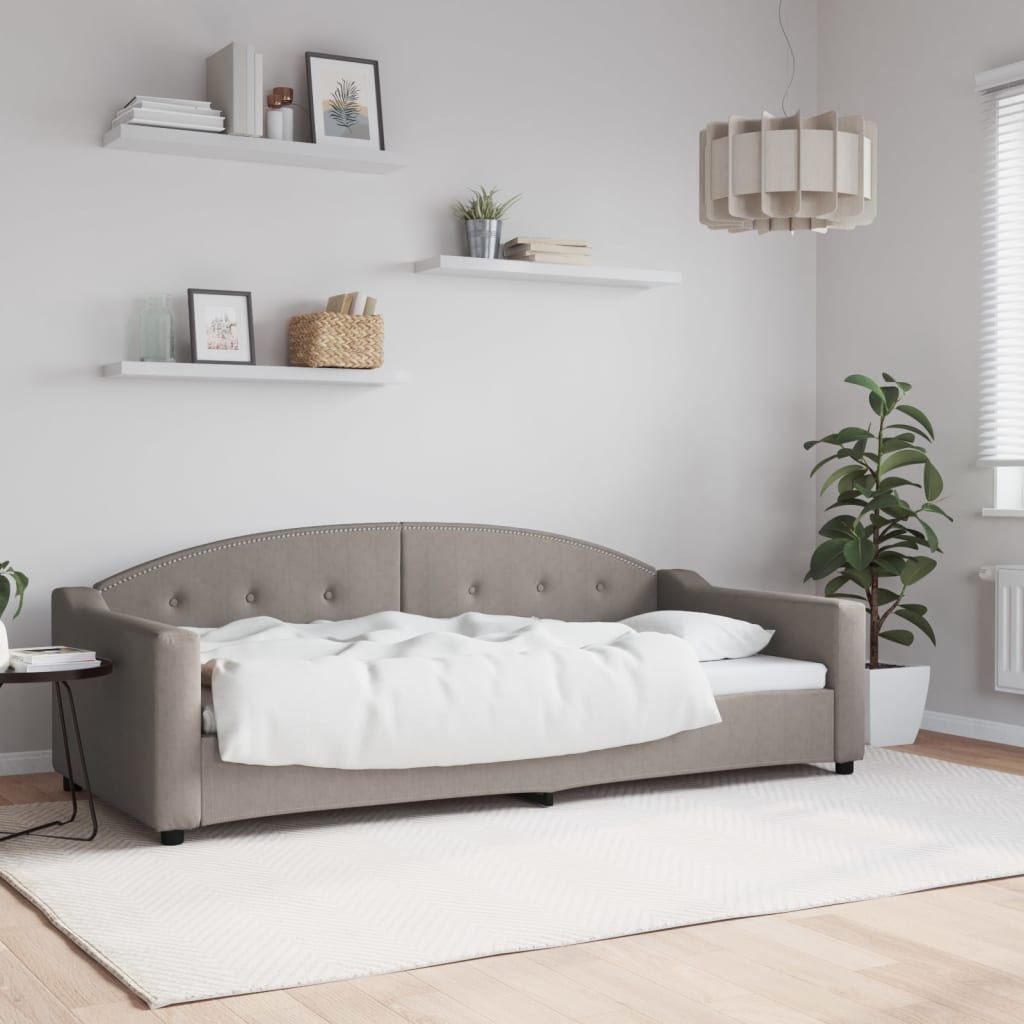 Tagesbett Taupe 90×200 cm Stoff