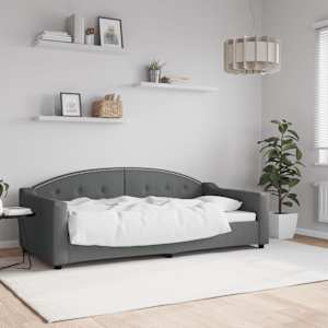 Raztegljiva postelja temno siva 90x190 cm blago