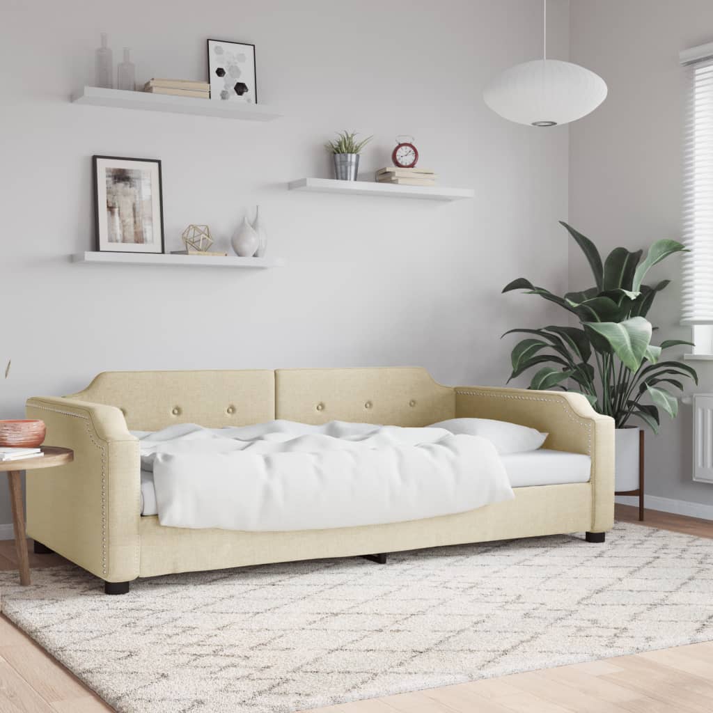 vidaXL Tagesbett Creme 90x200 cm Stoff