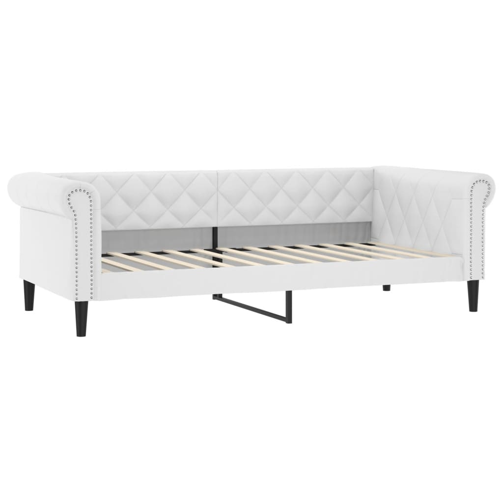 vidaXL Pat de zi, alb, 100x200 cm, piele ecologică