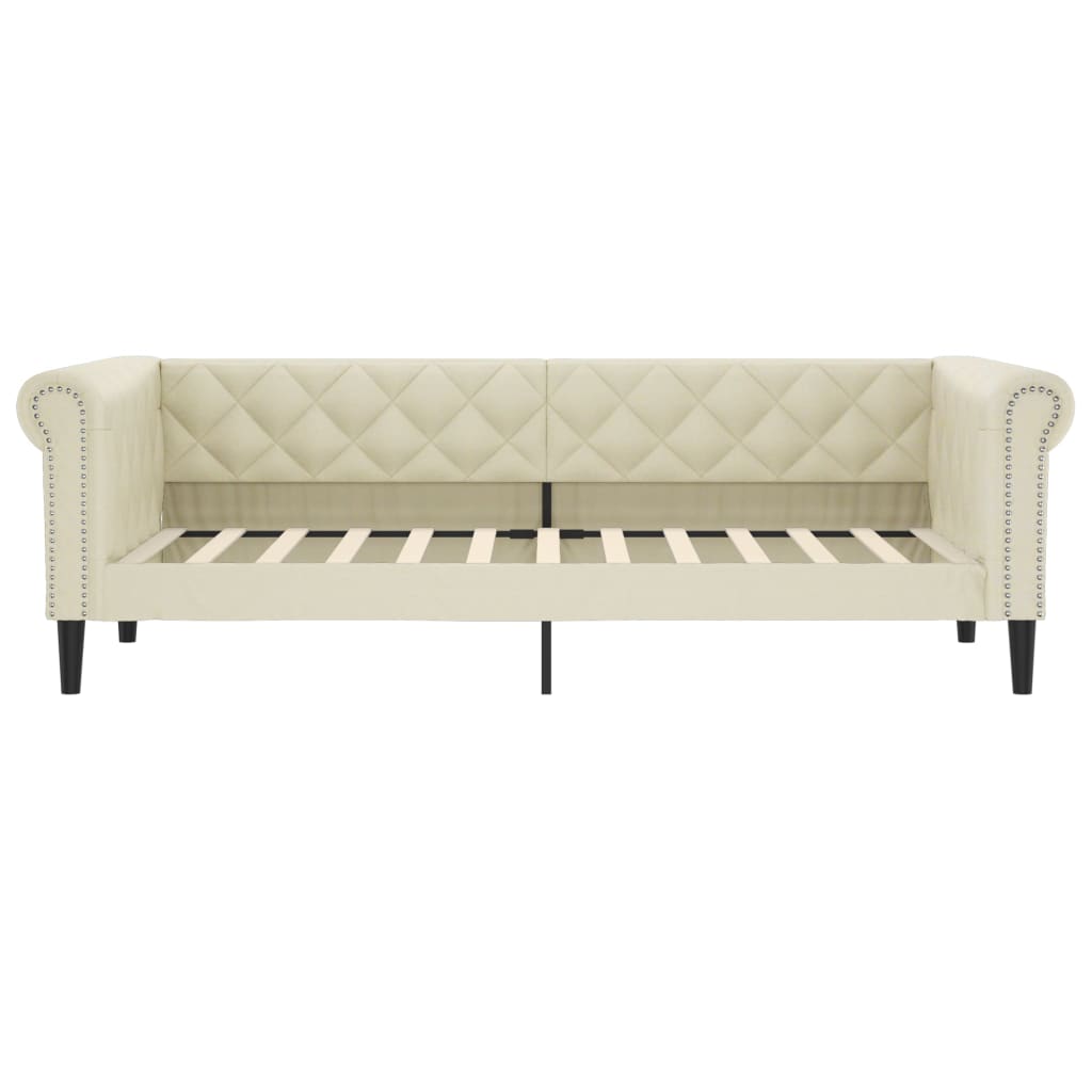 vidaXL Slaapbank 100x200 cm kunstleer crèmekleurig afbeelding