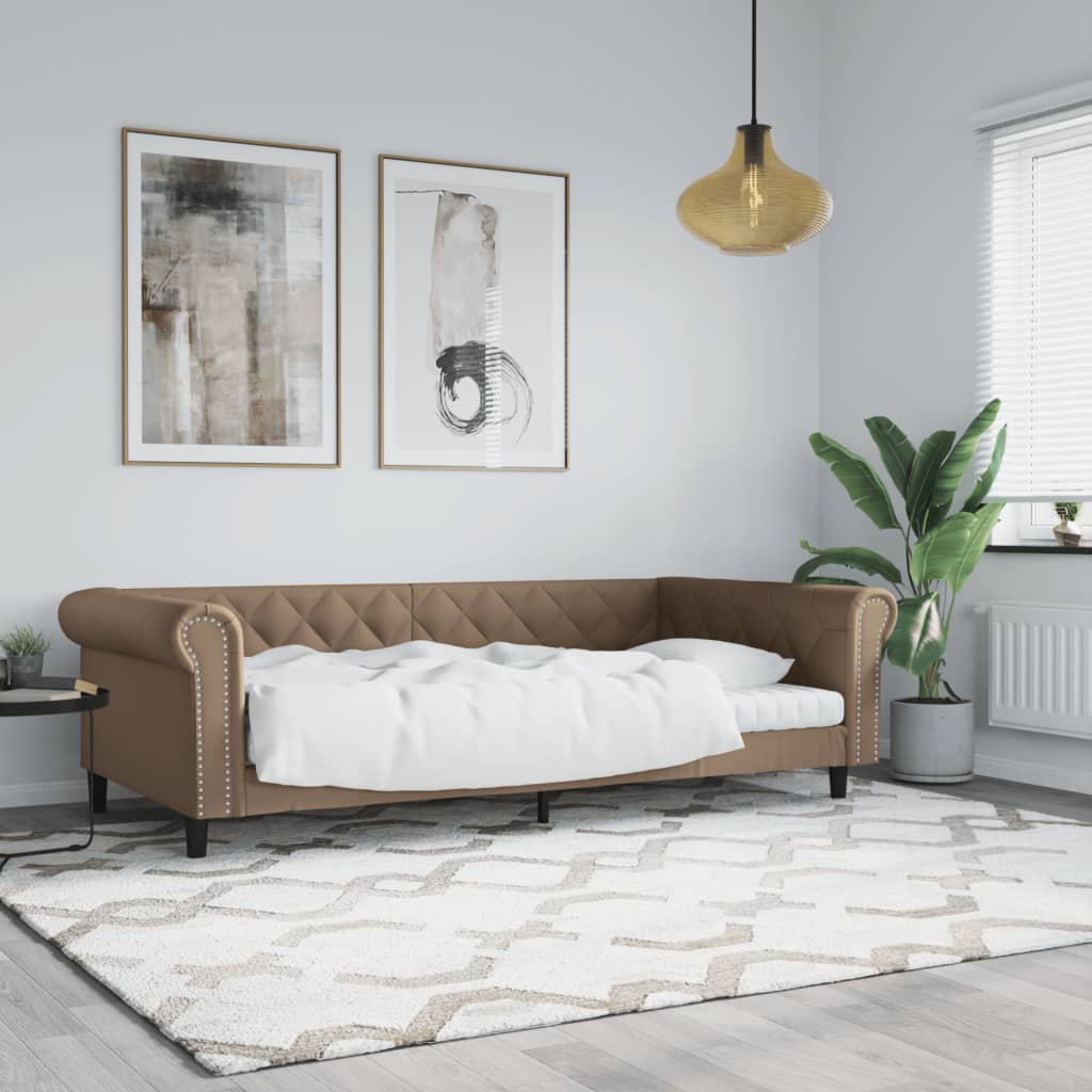 Tagesbett Cappuccino-Braun 100×200 cm Kunstleder