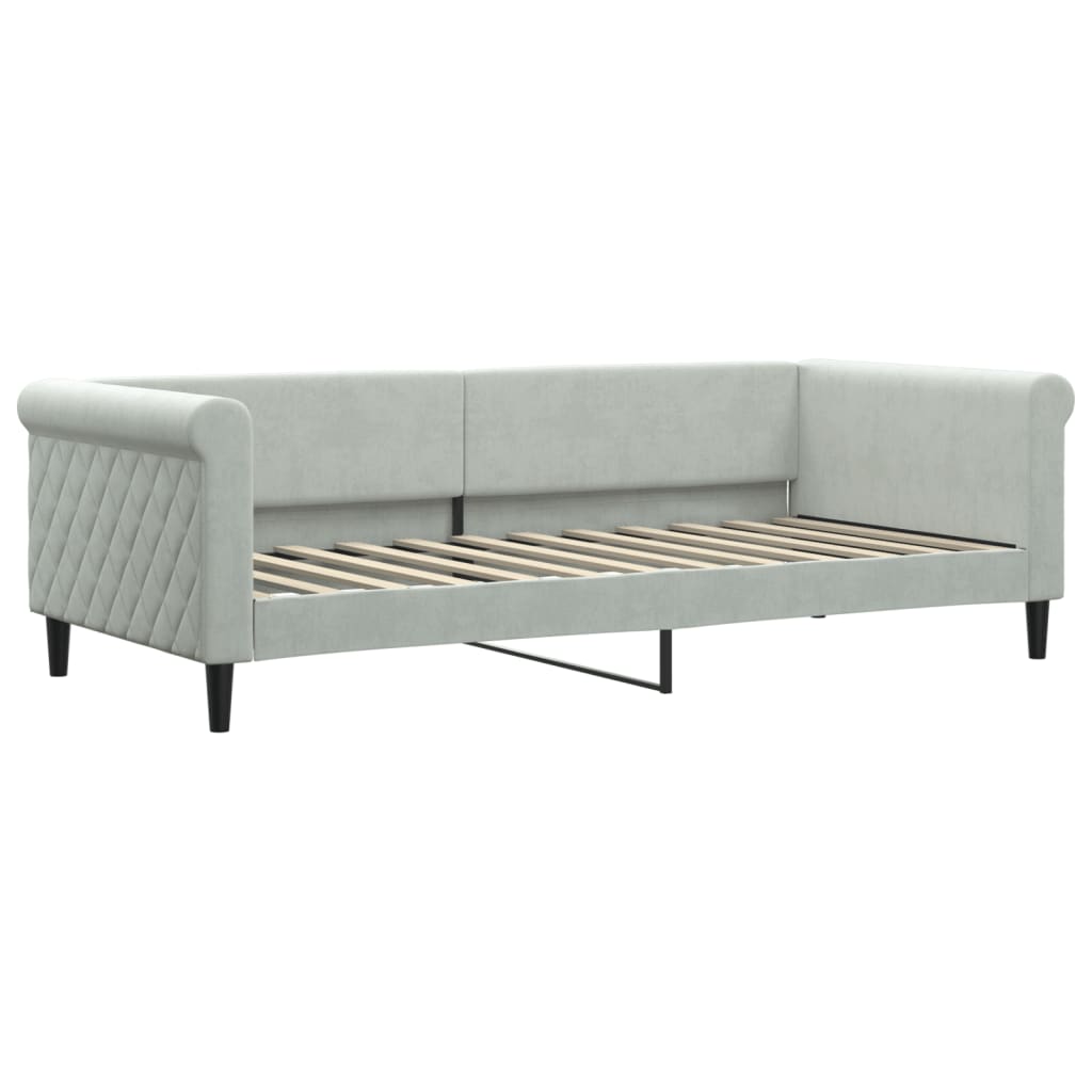vidaXL Cadru de pat, gri deschis, 90x200 cm, catifea