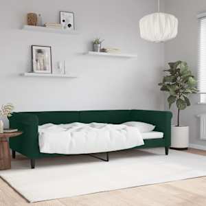 Raztegljiva postelja temno zelena 90x200 cm žamet