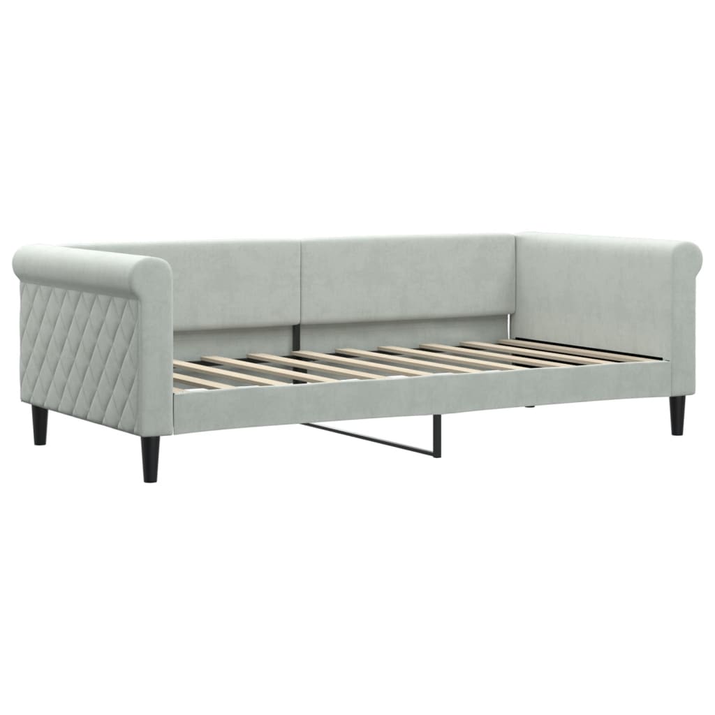 vidaXL Cadru de pat, gri deschis, 90x190 cm, catifea