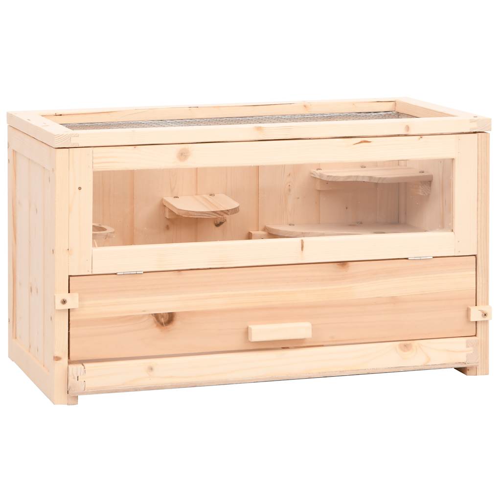 vidaXL Klec pro křečky 60 x 30 x 35 cm masivní jedlové dřevo
