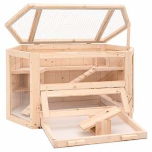 Klec pro křečky 80 x 40 x 43 cm masivní jedlové dřevo - obrázek 3