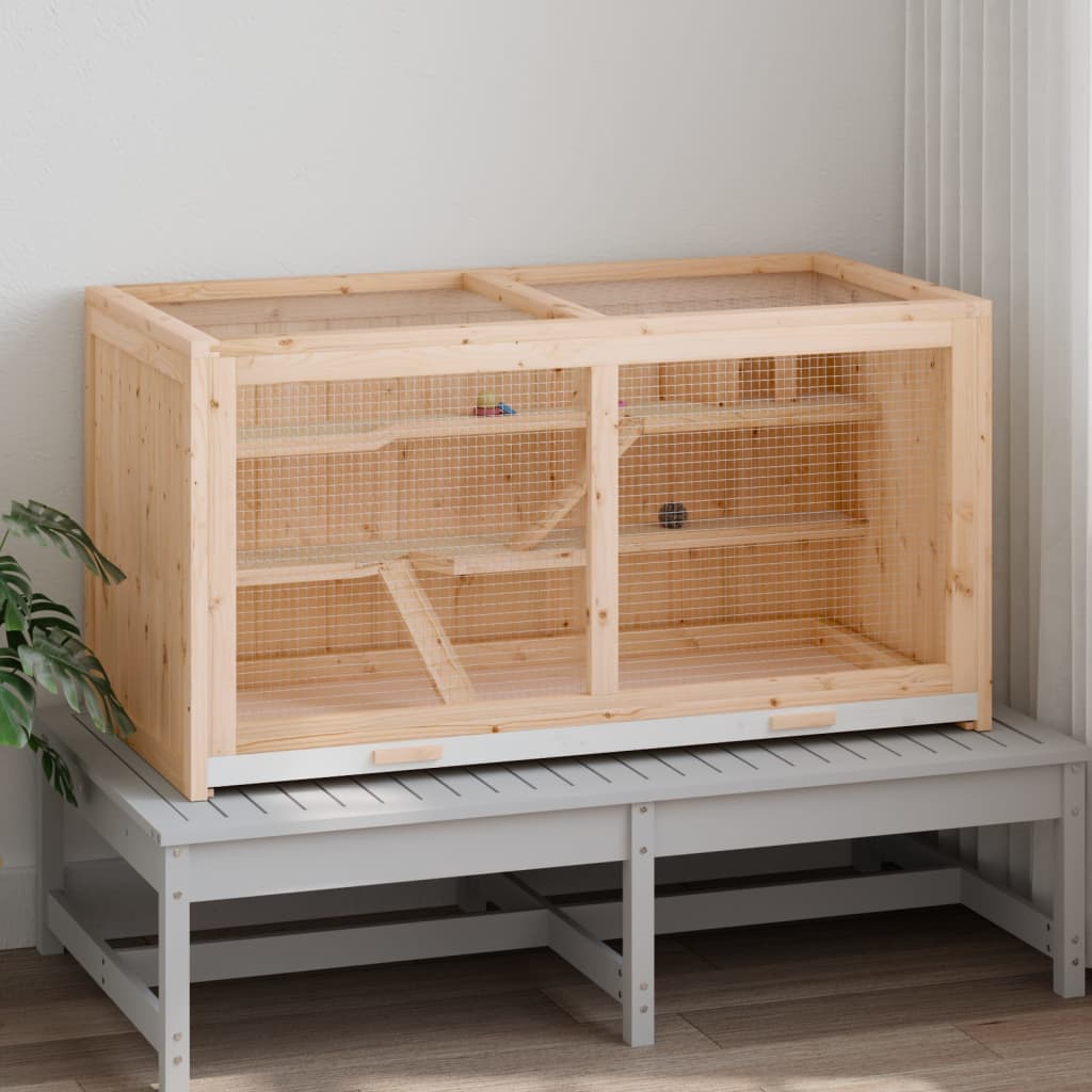 vidaXL Cușcă pentru hamsteri, 89,5x45x45 cm, lemn masiv de brad