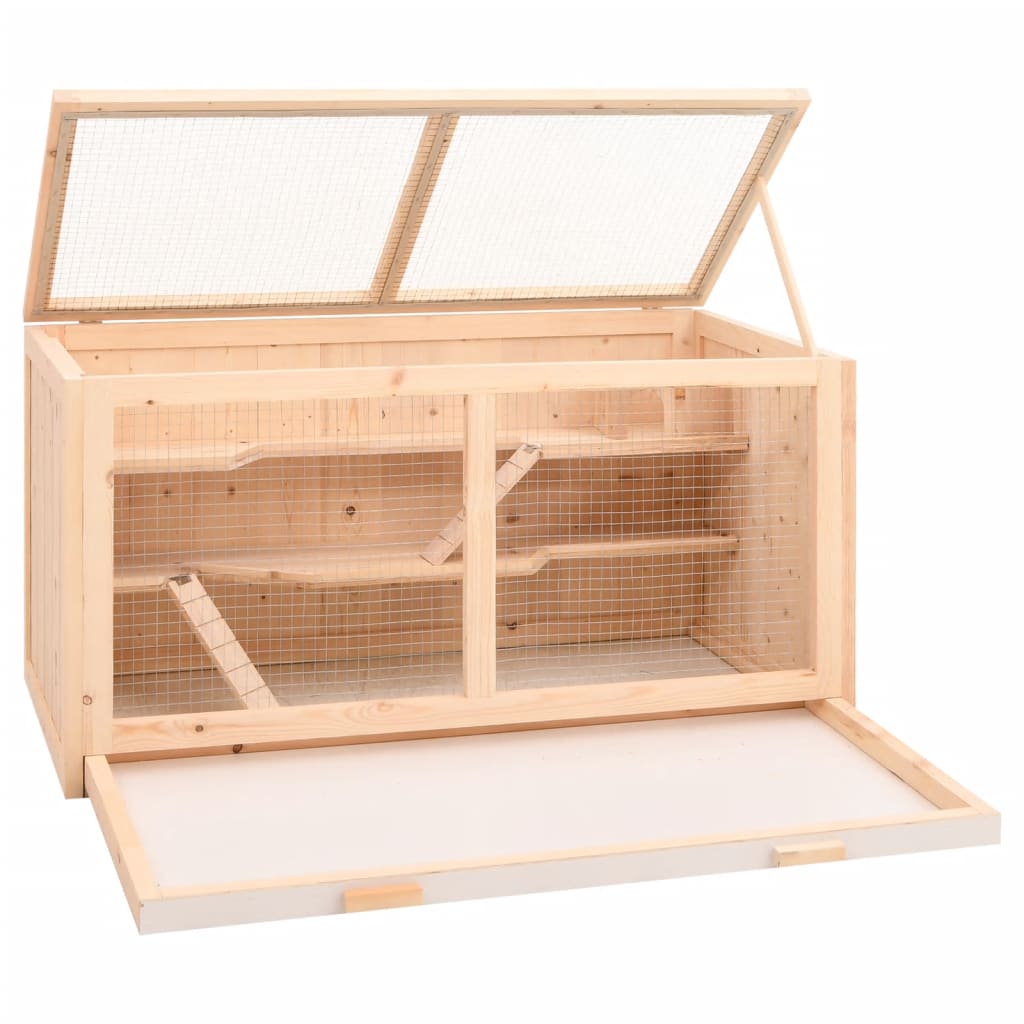 PawHut 35 Small Animal Cage Chinchilla Guinea Pig Hutch Ferret Pet House  with Platform Ramp, Food Dish, Wheels, & Water Bottle