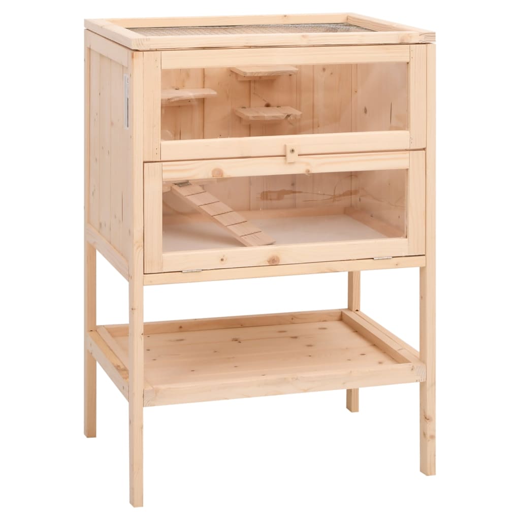 vidaXL Cușcă pentru hamsteri 55x40x80 cm, lemn masiv de brad