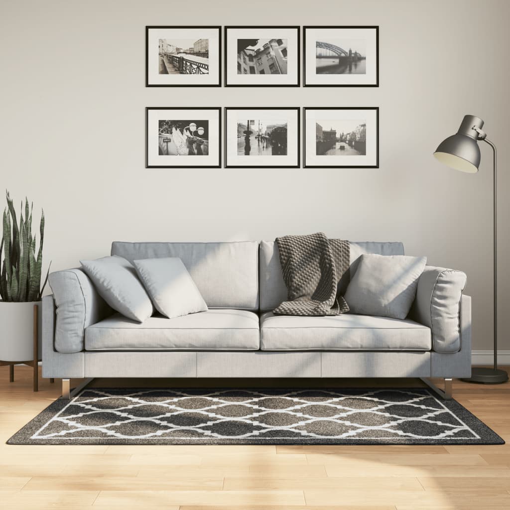 vidaXL gulvtæppe 80x150 cm vaskbart og skridsikkert sort og hvid