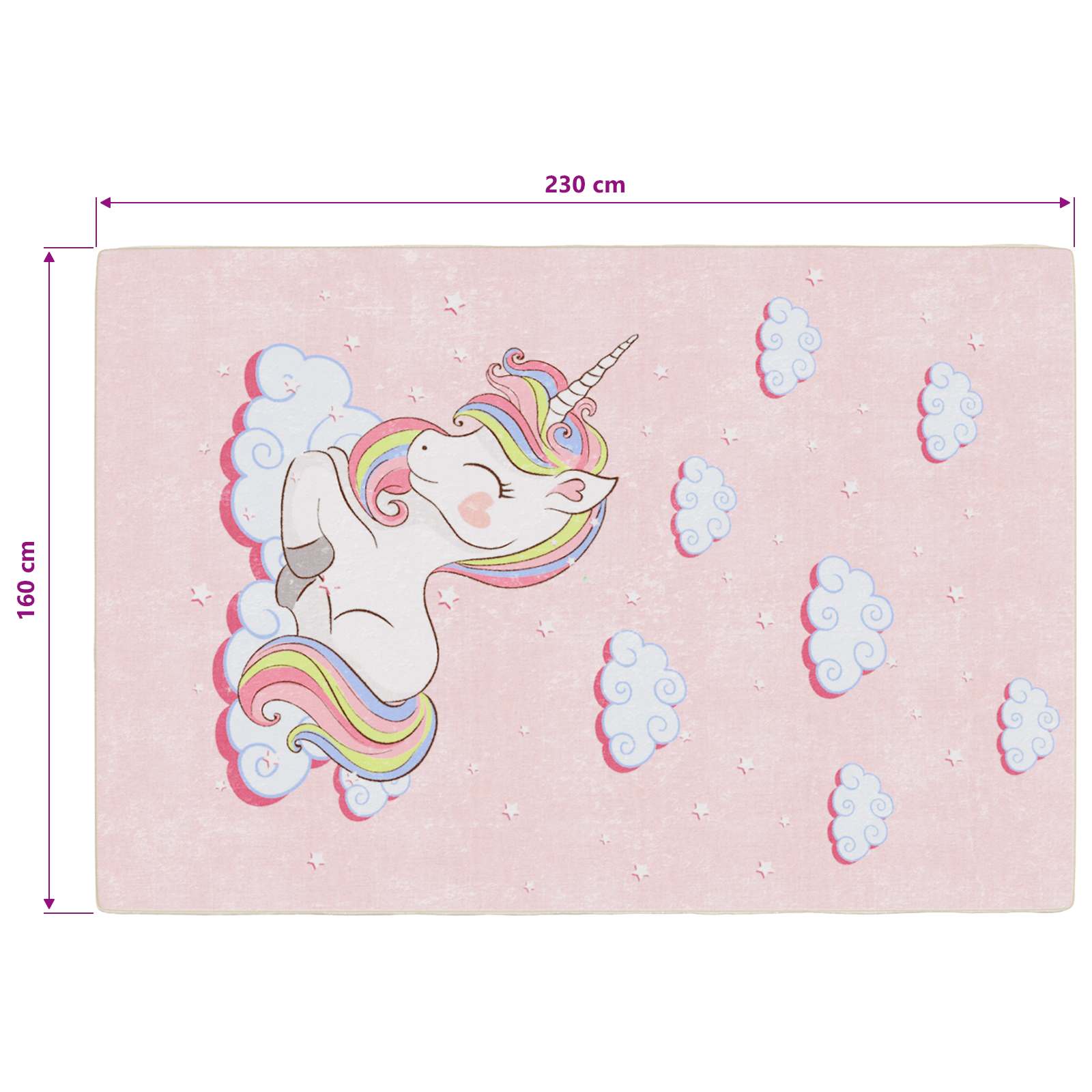 vidaXL Kinderteppich Rosa 160x230 cm Einhorn Waschbar – Bild 7