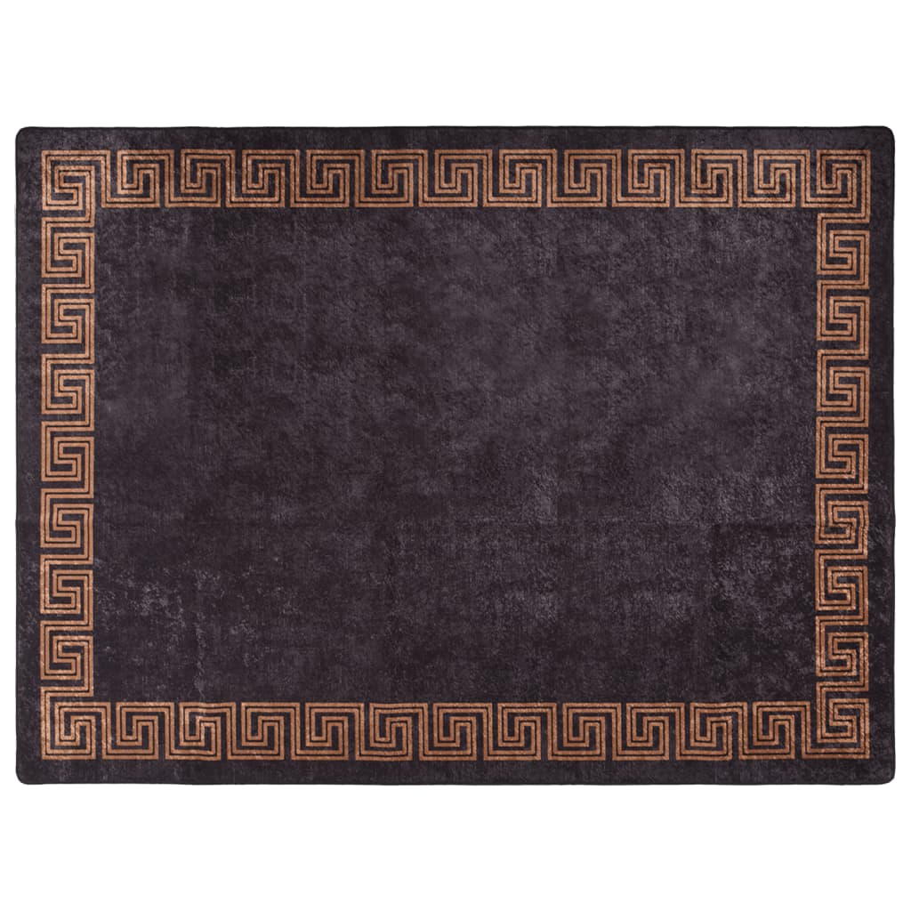 Covor lavabil, negru și auriu, 400×300 cm, anti-alunecare