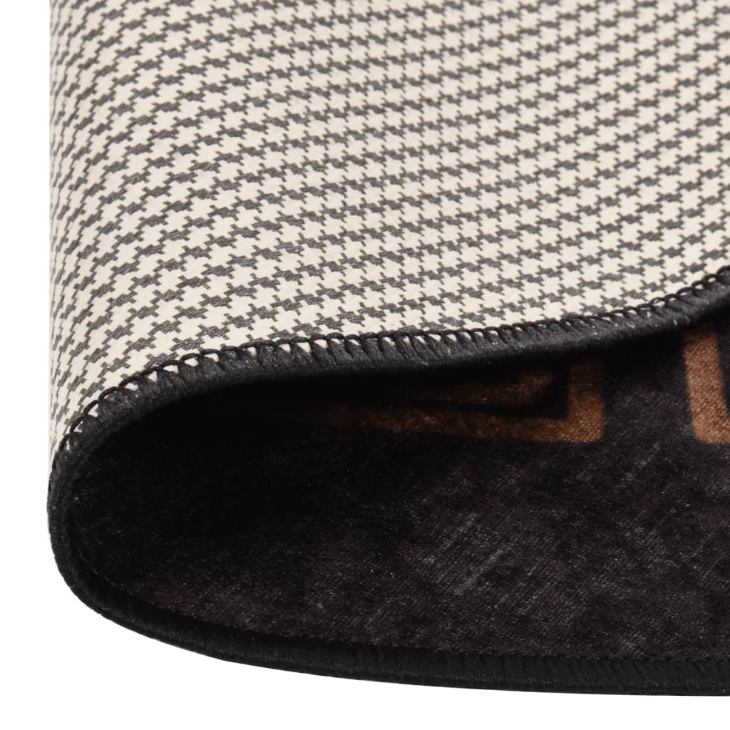 vidaXL Vloerkleed wasbaar anti-slip Ø 200 cm zwart en goudkleurig afbeelding