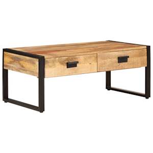 Konferenční stolek 100 x 54 x 40 cm masivní mangovník a železo - obrázek 1