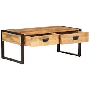 Konferenční stolek 100 x 54 x 40 cm masivní mangovník a železo - obrázek 2
