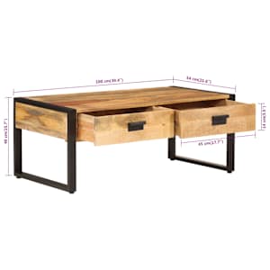 Konferenční stolek 100 x 54 x 40 cm masivní mangovník a železo - obrázek 8