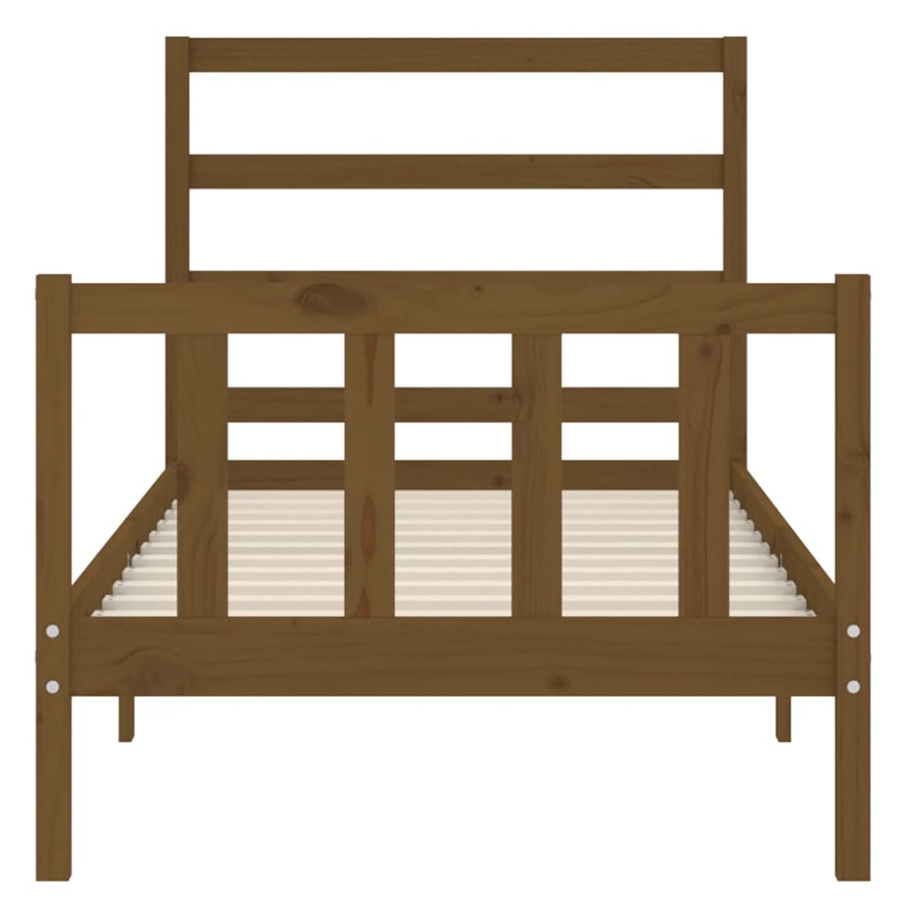 Posteljni okvir z vzglavjem medeno rjav 2FT6 trden les
