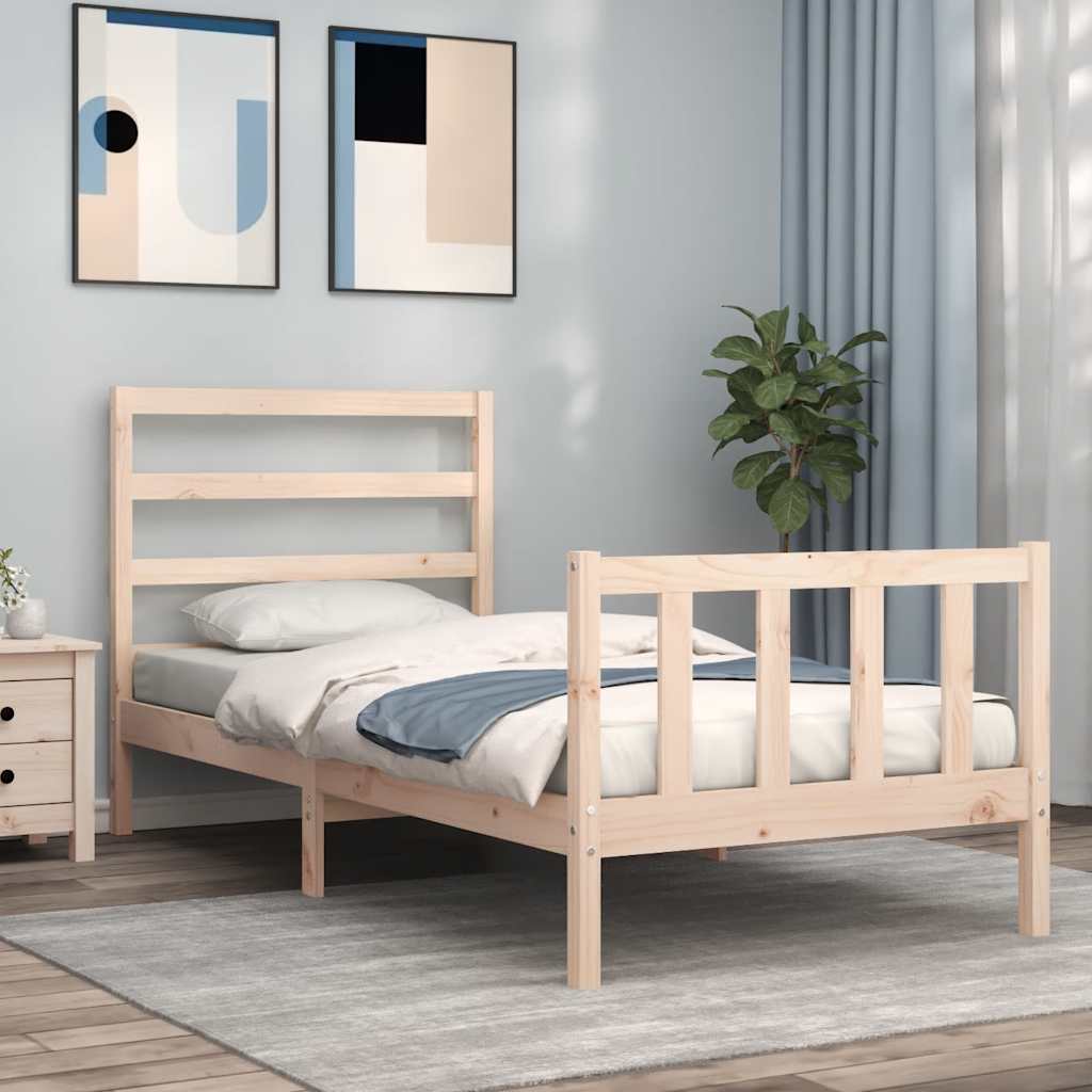 vidaXL Sängynrunko ilman patjaa 90x190 cm täysi mänty