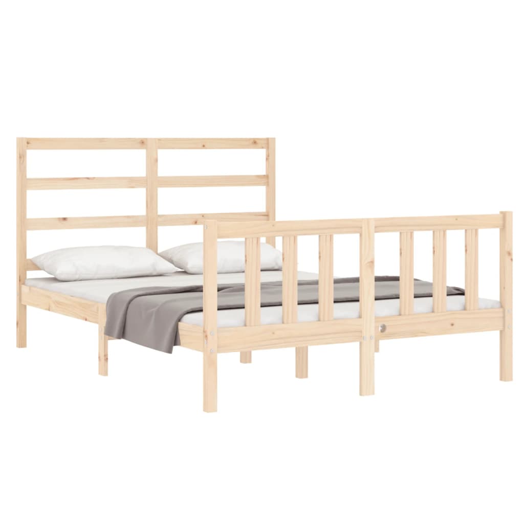 vidaXL Bedframe met hoofdbord massief hout afbeelding