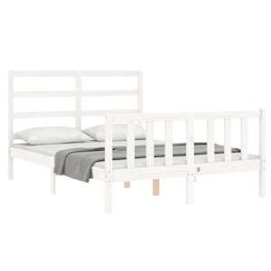 vidaXL Bedframe zonder matras massief grenenhout wit 140x190 cm