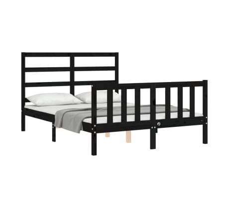 vidaXL R&uacute;mgrind &aacute;n D&yacute;nu Sv&ouml;rt 140x190 cm Gegnheil Vi&eth;ur